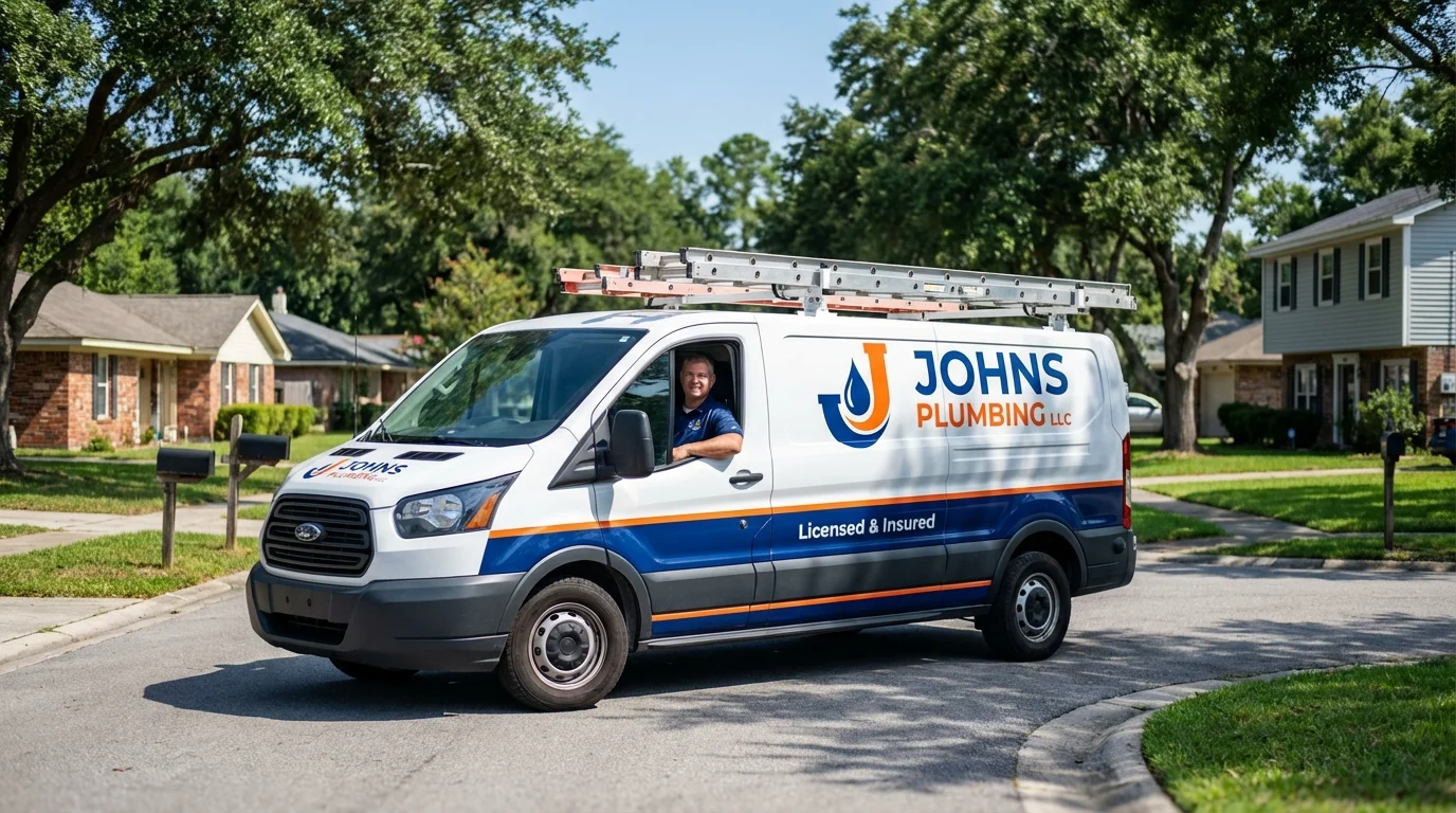 Johns Plumbing LLC service van in Sellersville, PA
