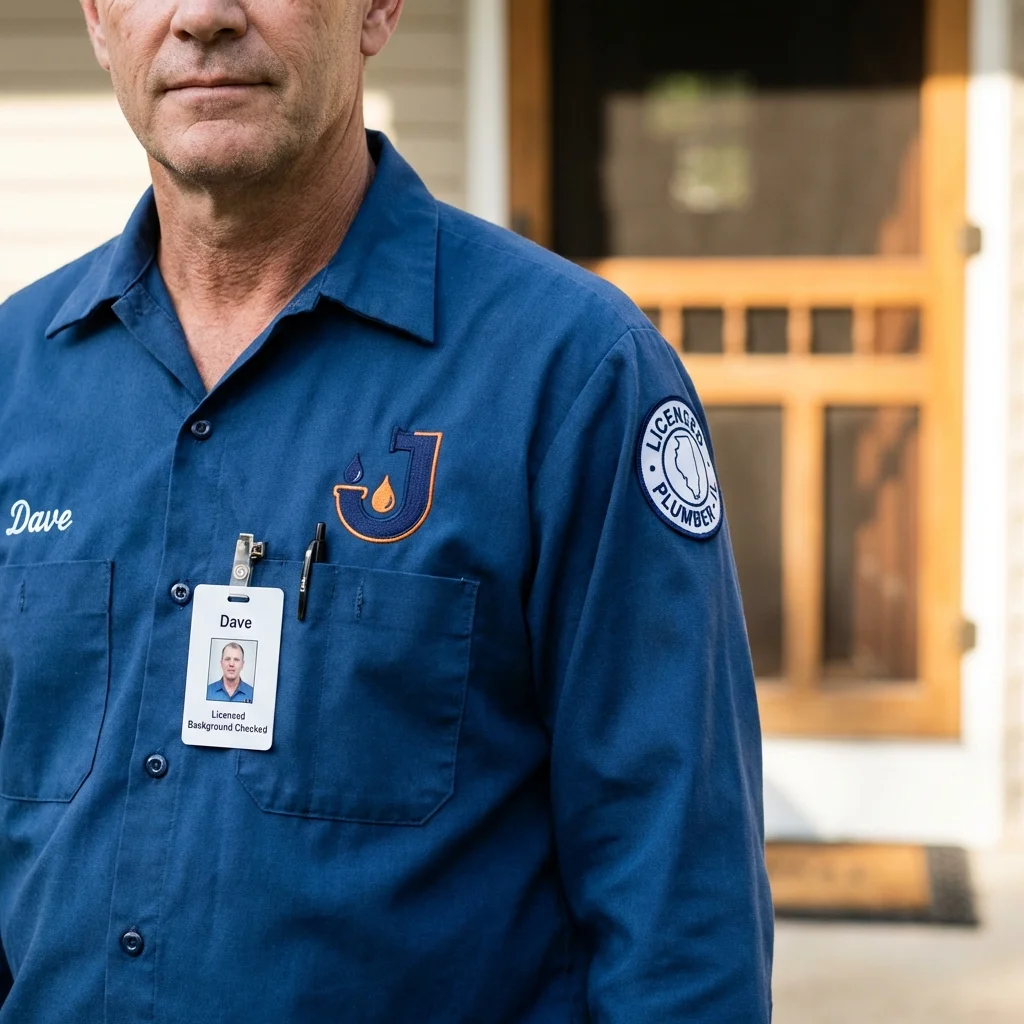 Licensed plumber showing ID badge in Sellersville, PA