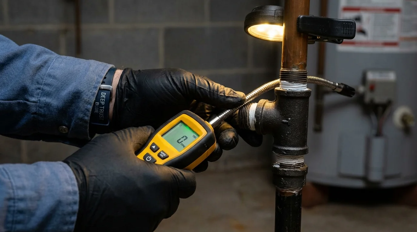 Gas leak detection with electronic sniffer by Johns Plumbing LLC in Sellersville