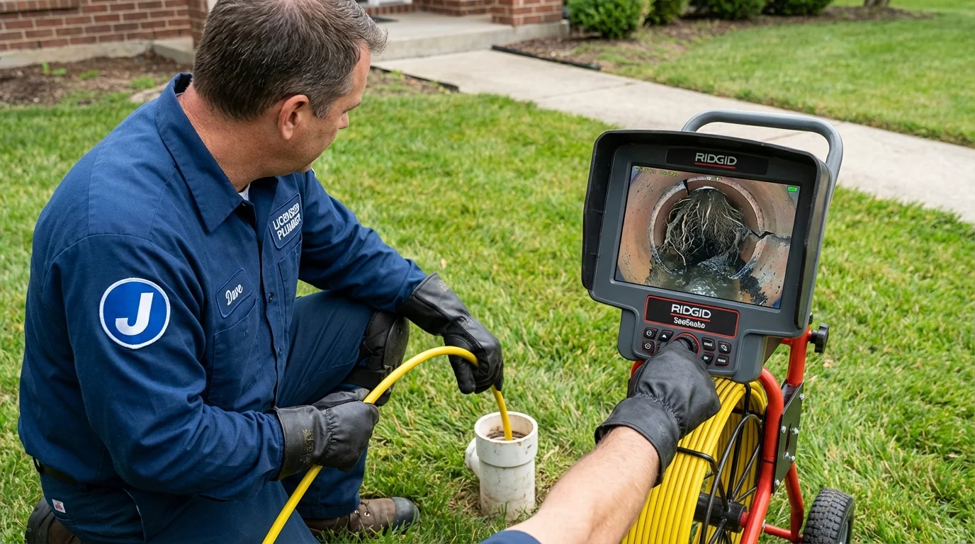 Sewer camera inspection being performed by Johns Plumbing LLC in Sellersville